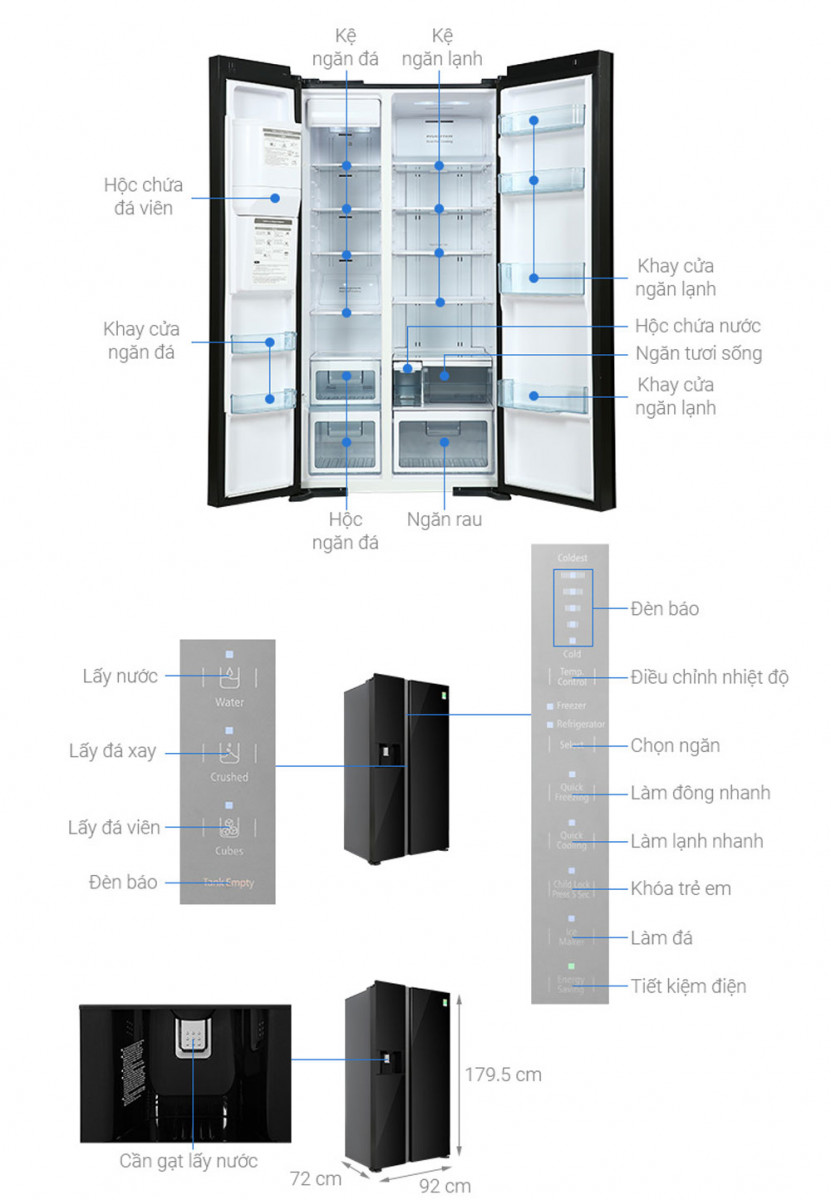 Tủ lạnh Hitachi Inverter R-SX800GPGV0 GBK 573 lít - Hàng chính hãng