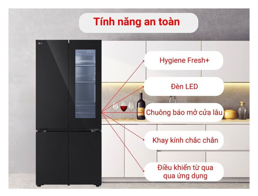 Tủ lạnh LG Inverter 617 lít Multi Door InstaView LFB61BLGAI