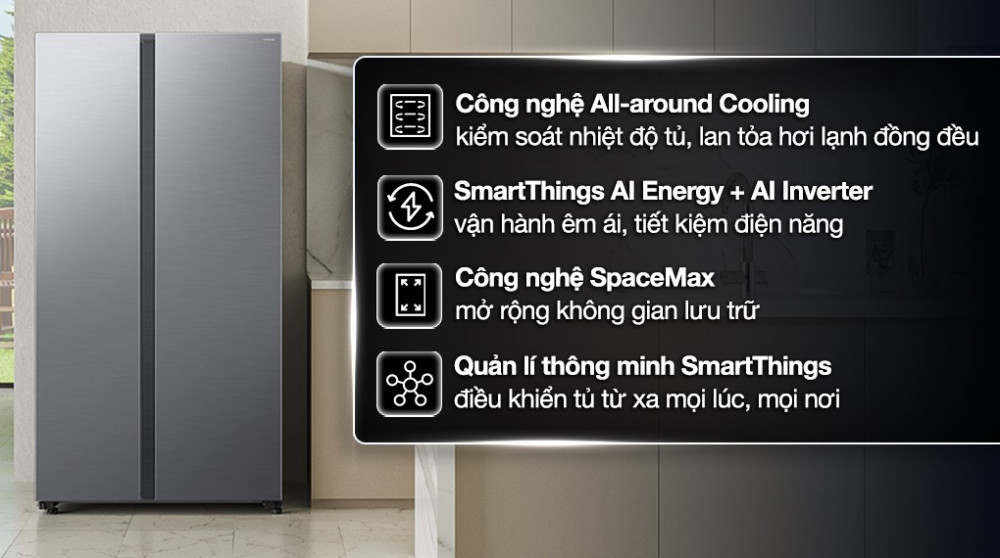 Tủ lạnh Samsung Inverter 655 lít Side By Side RS70F65Q3TSV - Hàng chính hãng