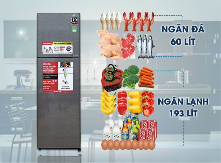Tủ lạnh Sharp SJ-X281E-DS - Hàng chính hãng