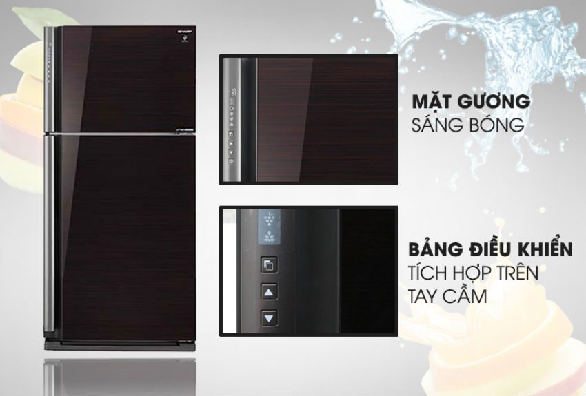 Tủ lạnh Sharp 585 lít SJ-XP590PG-BK Thiết kế bề mặt gương sáng bóng