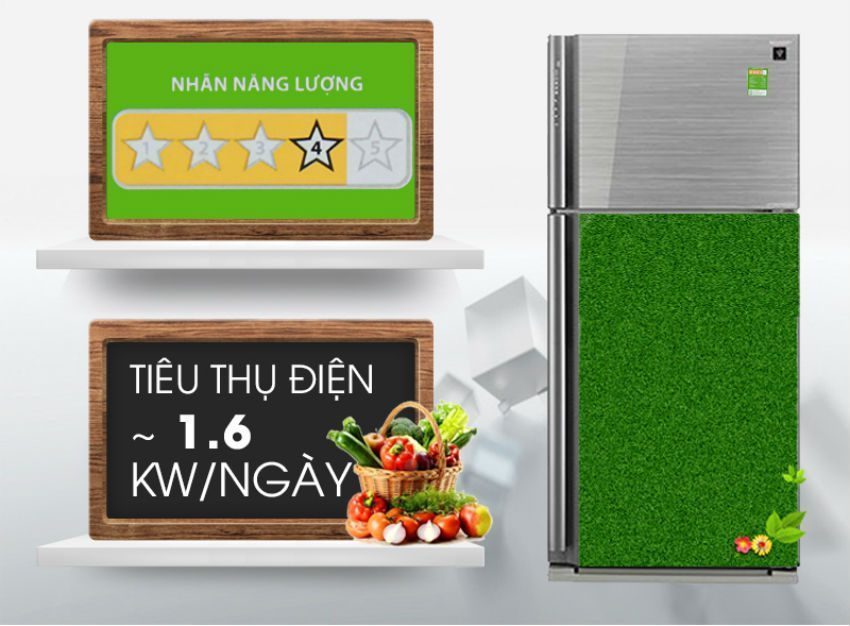 Tủ lạnh Sharp SJ-XP590PG-SL tiết kiêm điện năng