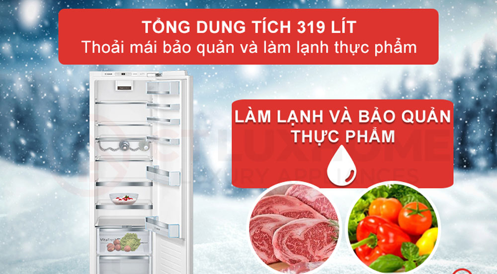 Tủ mát lắp âm Bosch KIR81AFE0 - Hàng chính hãng