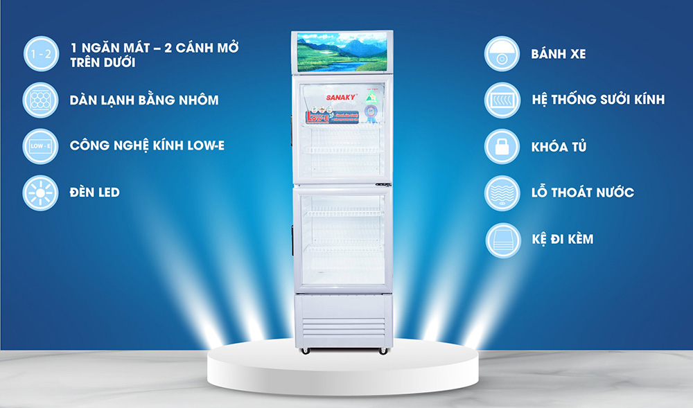 Tủ mát 170 lít Sanaky VH-218WL - Hàng chính hãng