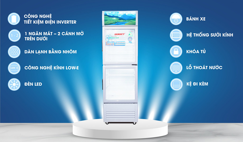 Tủ mát Inverter Sanaky 340 Lít VH-408W3L - Hàng chính hãng