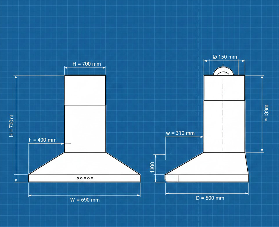 Hút mùi áp tường chữ T GrandX GX H70T69G - Hàng chính hãng