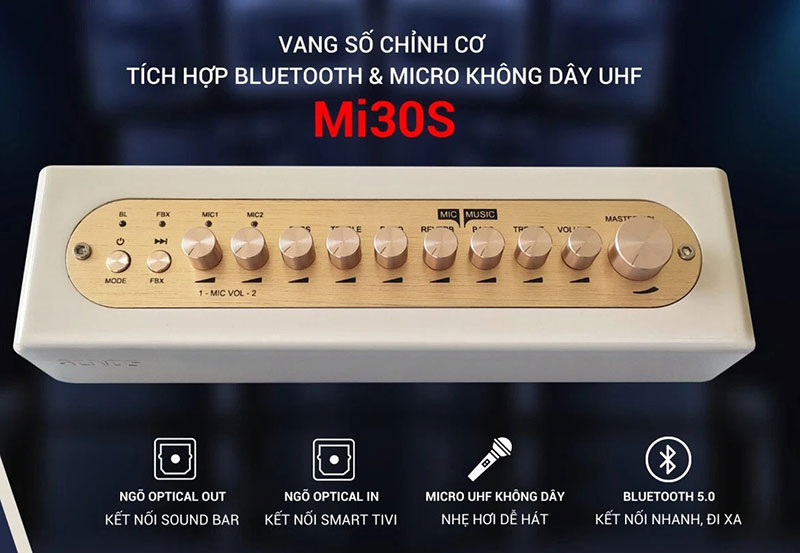 Vang số chỉnh cơ tích hợp Bluetooth & Micro Acnos MI30S - Hàng chính hãng
