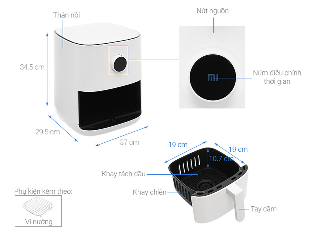 Nồi chiên không dầu Xiaomi Mi Smart MAF02 - Hàng chính hãng