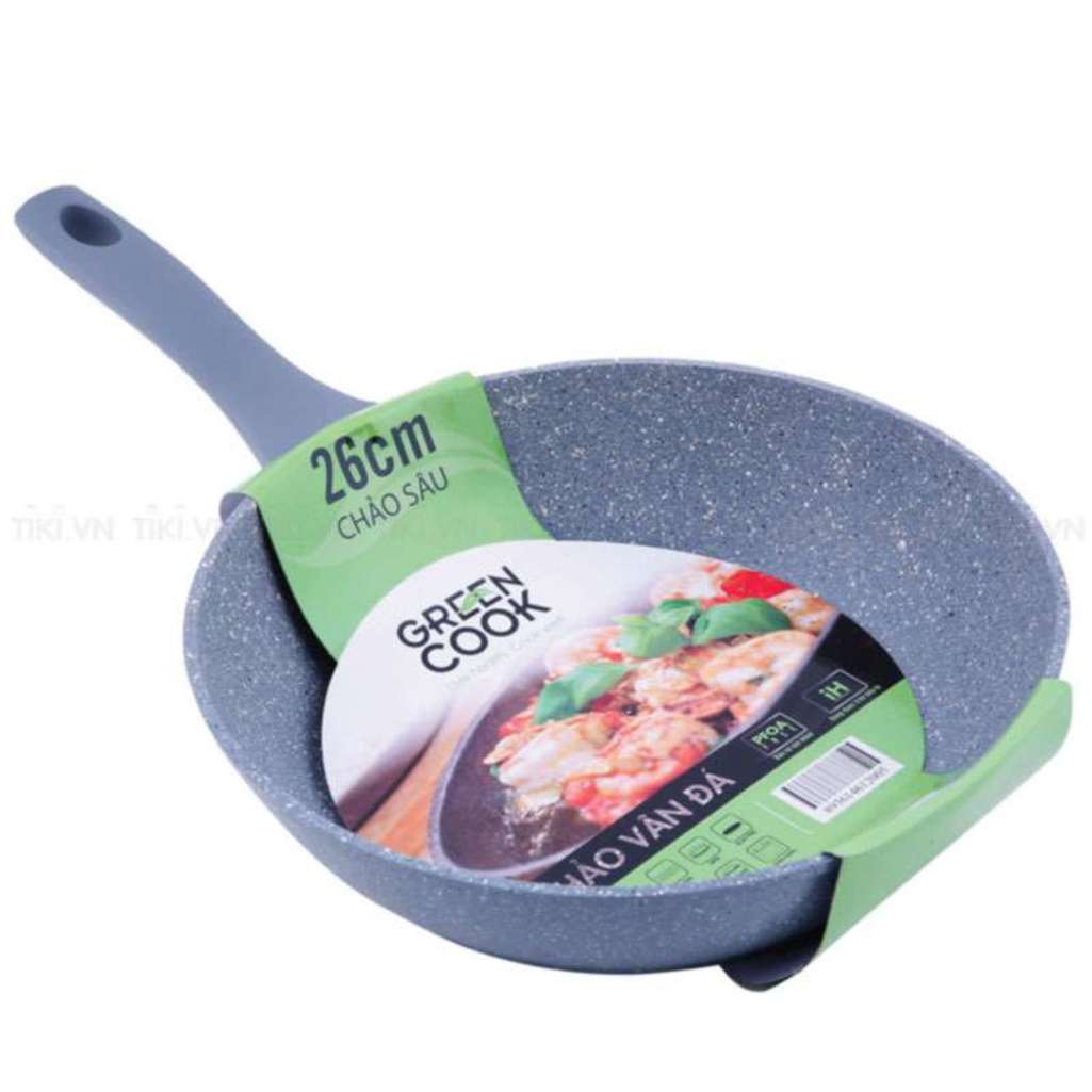 Chảo sâu vân đá Green Cook GCP02-26IH 26cm - Hàng chính hãng