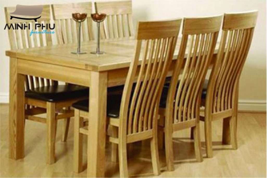 Bàn ăn gỗ sồi Mỹ 5 nan dọc - Hàng chính hãng