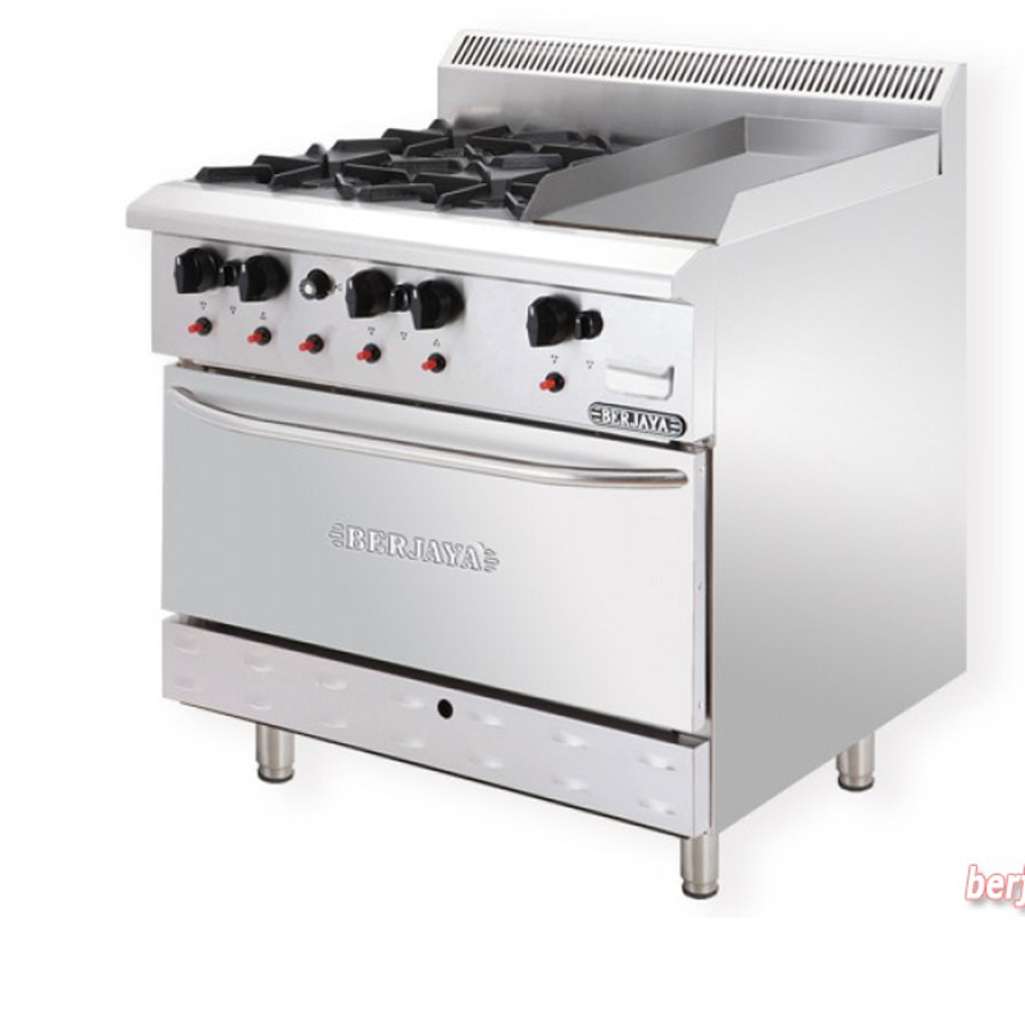 Bếp Âu 4 họng có lò nướng và rán phẳng Berjaya OB4GG1BWO-17 - Hàng chính hãng