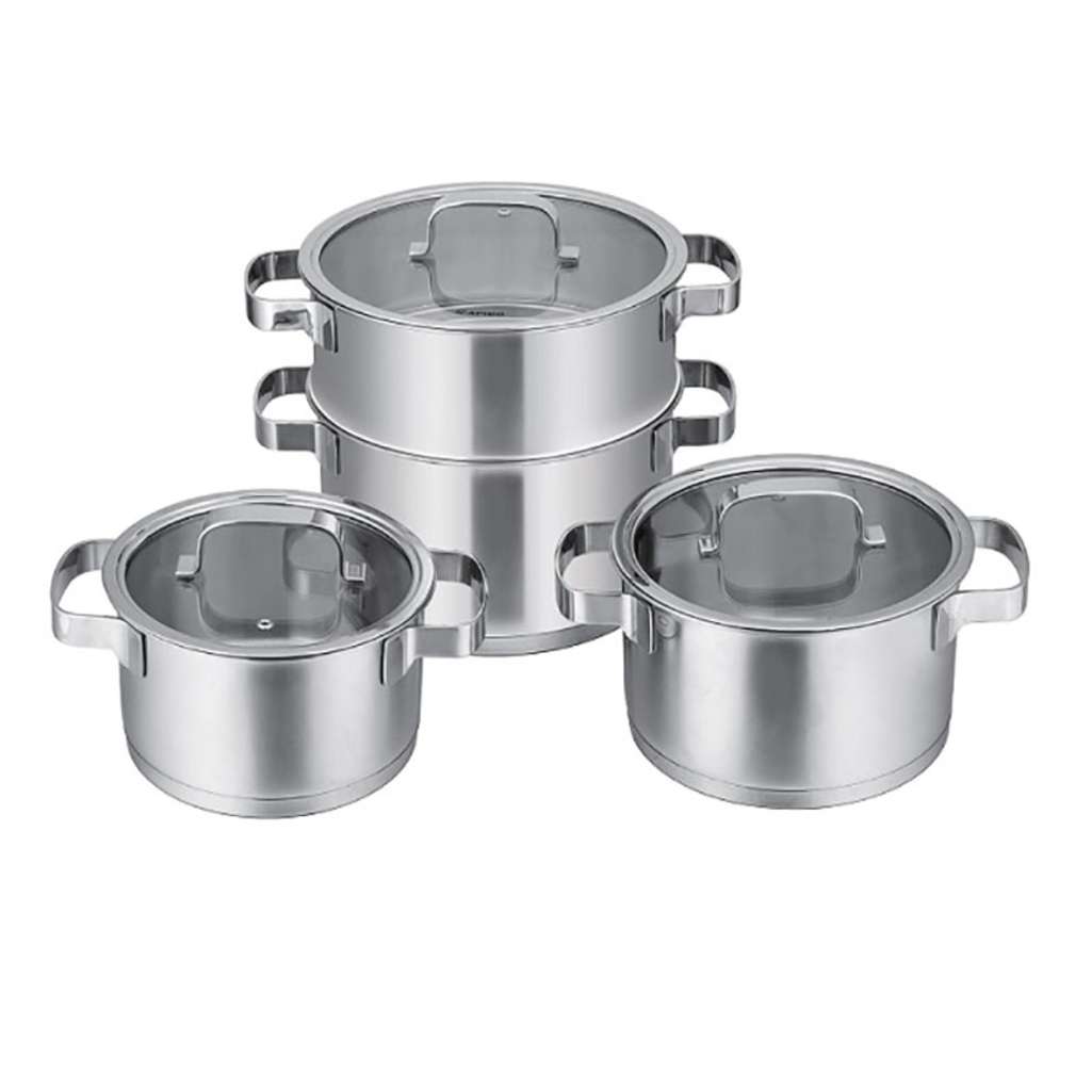 Bộ nồi 3 chiếc kèm xửng hấp Rapido RK182024S-1 - Hàng chính hãng