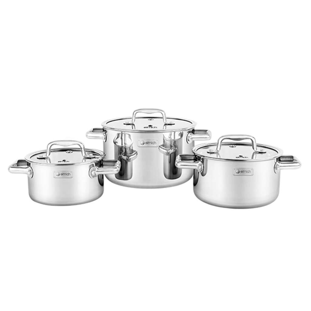 Bộ nồi inox liền khối Elmich Trimax ECO EL-8001 size 18, 20, 26cm - Hàng chính hãng