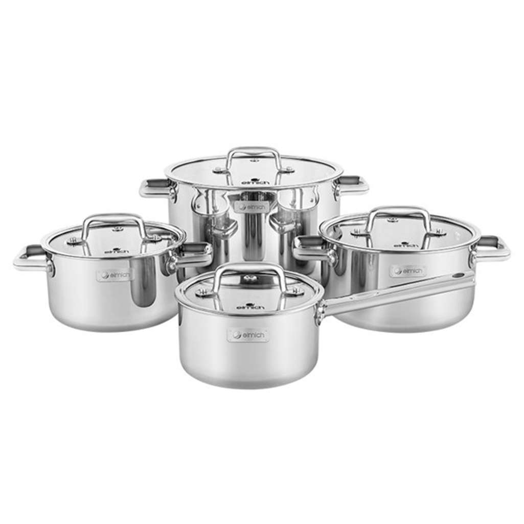 Bộ nồi inox liền khối Elmich Trimax ECO EL-8005 size 18, 20, 26, quánh 16cm - Hàng chính hãng