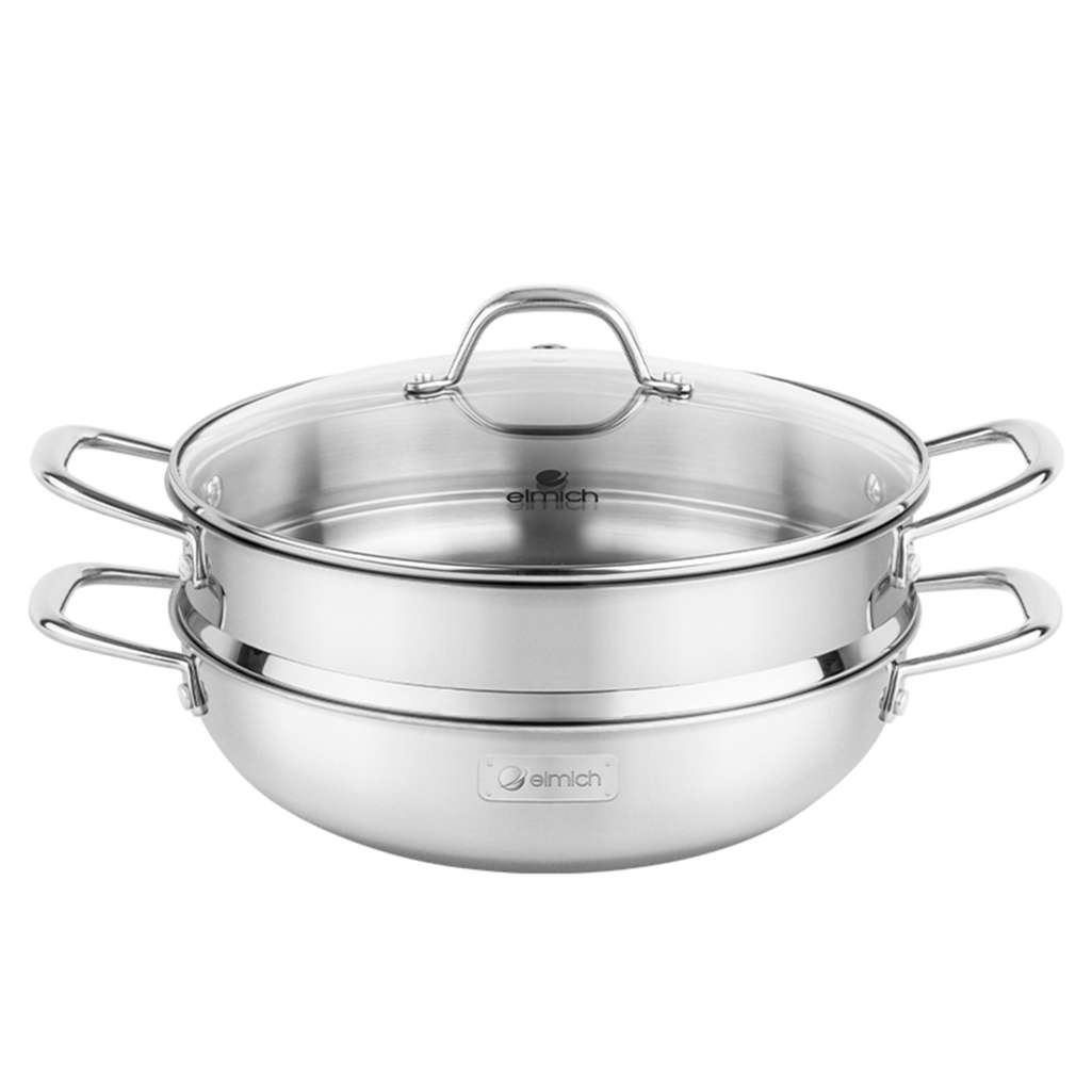 Chảo hấp đa năng inox liền khối Elmich Trimax CZ EL-3832 size 28cm - Hàng chính hãng