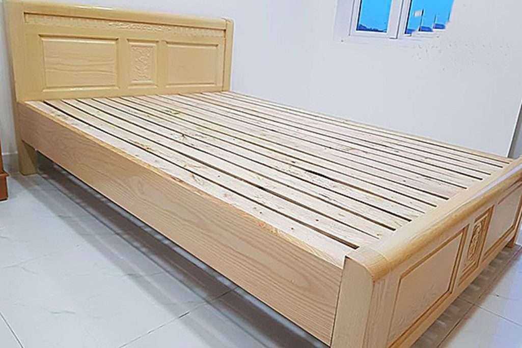 Giường gỗ sồi Nga 1m4x1m6 - Hàng chính hãng