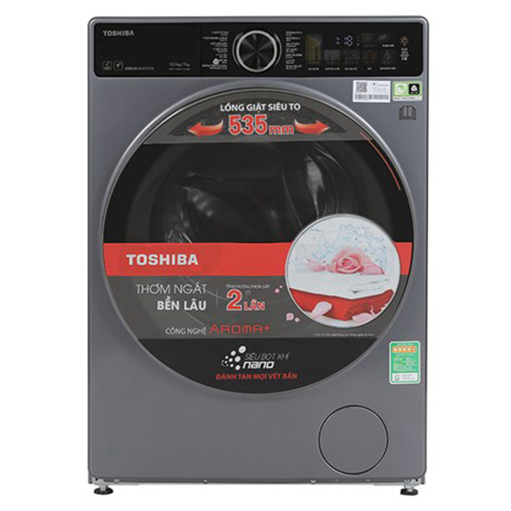 Máy giặt sấy Toshiba Inverter giặt 10.5 kg - sấy 7 kg TWD-T25BZU115MWV(MG) - Hàng chính hãng