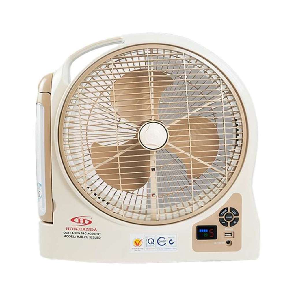 Quạt sạc tích điện Honjianda HJD-FL 323LED (2 Bình 6V5Ah) - Hàng chính hãng