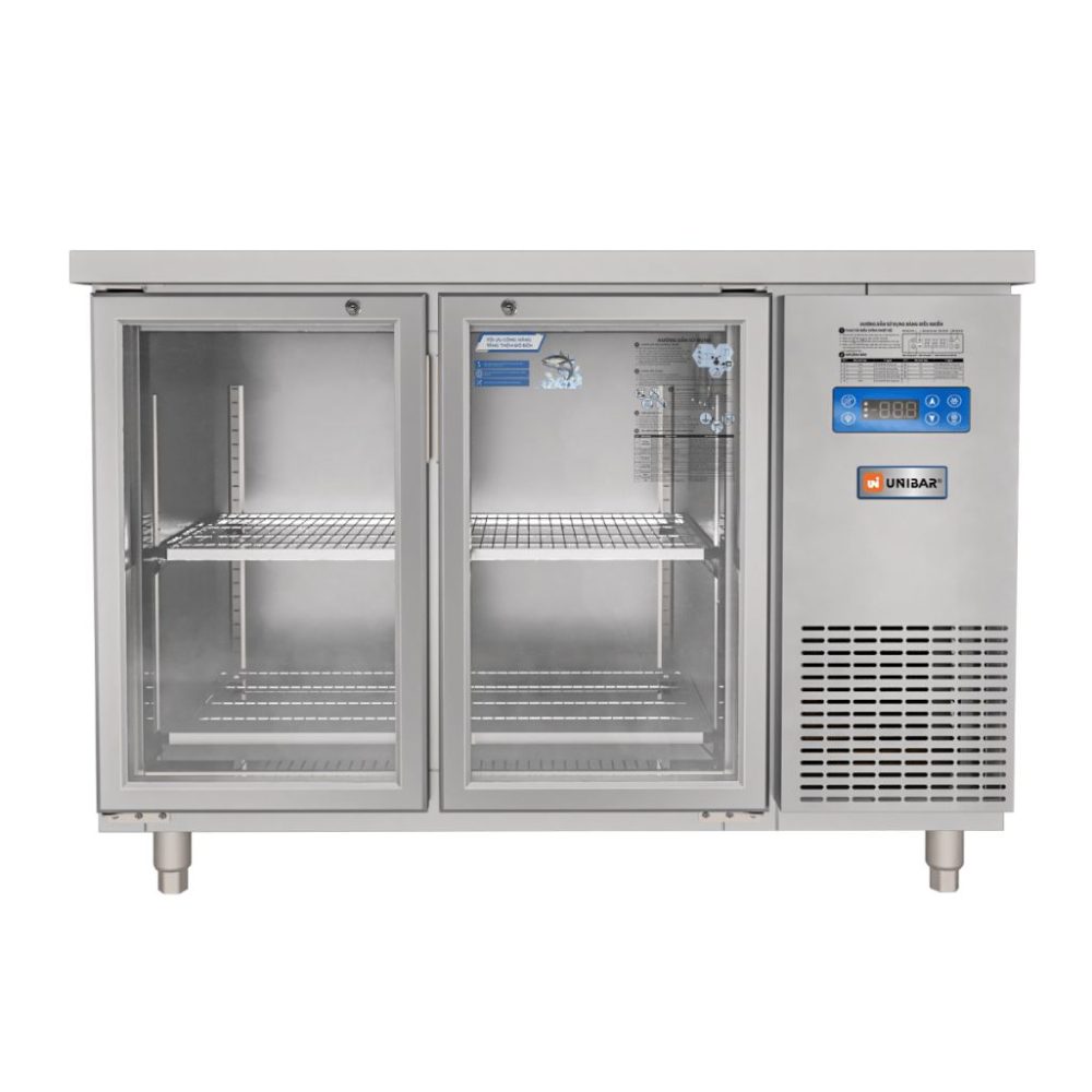 Tủ bàn mát quạt gió Unibar 2 cánh mở kính UB-2MK1275 - Hàng chính hãng