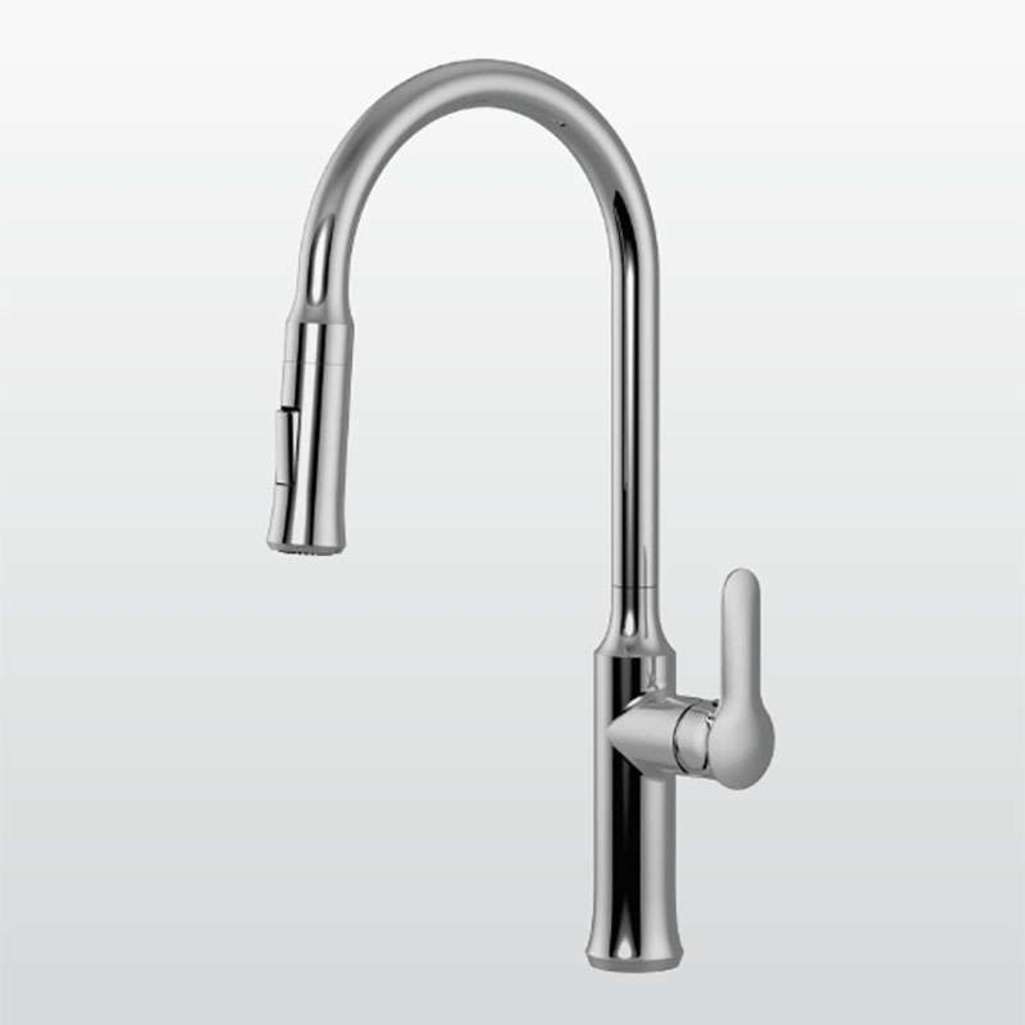 Vòi rửa chén nóng lạnh đồng dây rút Malloca K94C - Hàng chính hãng