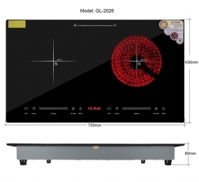 Bếp đôi điện từ - điện quang Gali GL-2026 - Hàng chính hãng