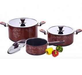 Bộ 3 nồi Hard Anodised Korea King KAL-26000B (Nâu) - Hàng chính hãng