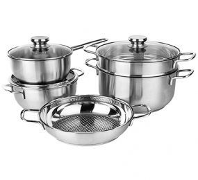 Bộ 5 nồi inox ba đáy nắp kiếng FiveStar FS08CG1 - Hàng chính hãng