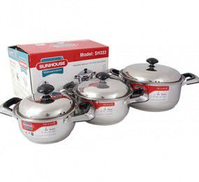 Bộ nồi 3 đáy Sunhouse SH333 - Kích thước 16,18,24 cm - Hàng chính hãng