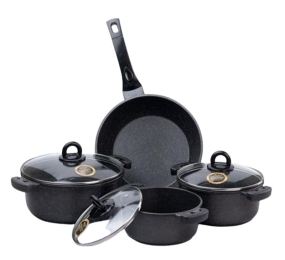 Bộ nồi chảo đá đúc đáy từ Bennix Terra BN-01HOME - Hàng chính hãng