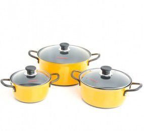 Bộ nồi hợp kim nhôm cứng Hard Anodized Happy Cook HA06YL - Hàng chính hãng