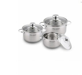 Bộ nồi inox 3 đáy nắp kính quai oval FiveStar FS06CG2 - Hàng chính hãng