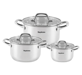 Bộ nồi inox 3 món Nagakawa NAG1360 - Hàng chính hãng