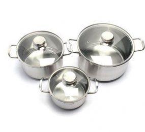 Bộ nồi inox cao cấp 3 đáy nắp kính FiveStars FS06CG - Hàng chính hãng