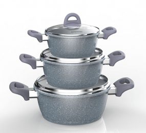 Bộ nồi vân đá đáy từ Sunhouse SHG2003MMB - Hàng chính hãng