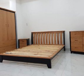 Bộ phòng ngủ đen nóc sồi Mỹ - Hàng chính hãng