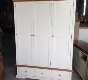 Tủ áo 3 cánh trắng nóc sồi 1m4 x 1m9 x 55  - Hàng chính hãng