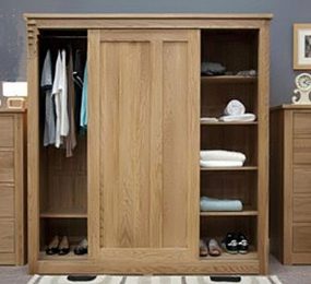 Tủ áo sồi cánh trượt gỗ sồi mỹ 1m6 x 2m x 60 - Hàng chính hãng