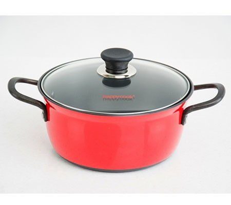 Bộ nồi hợp kim nhôm cứng Hard Anodized Happy Cook HA06R - Màu đỏ - Hàng chính hãng