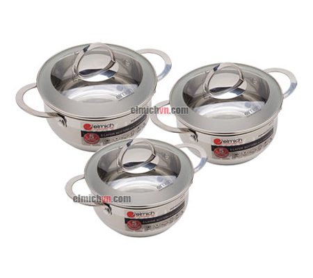 Bộ nồi inox 5 đáy Elmich Celestine 3 chiếc 20 - 24 - 28 - Hàng chính hãng